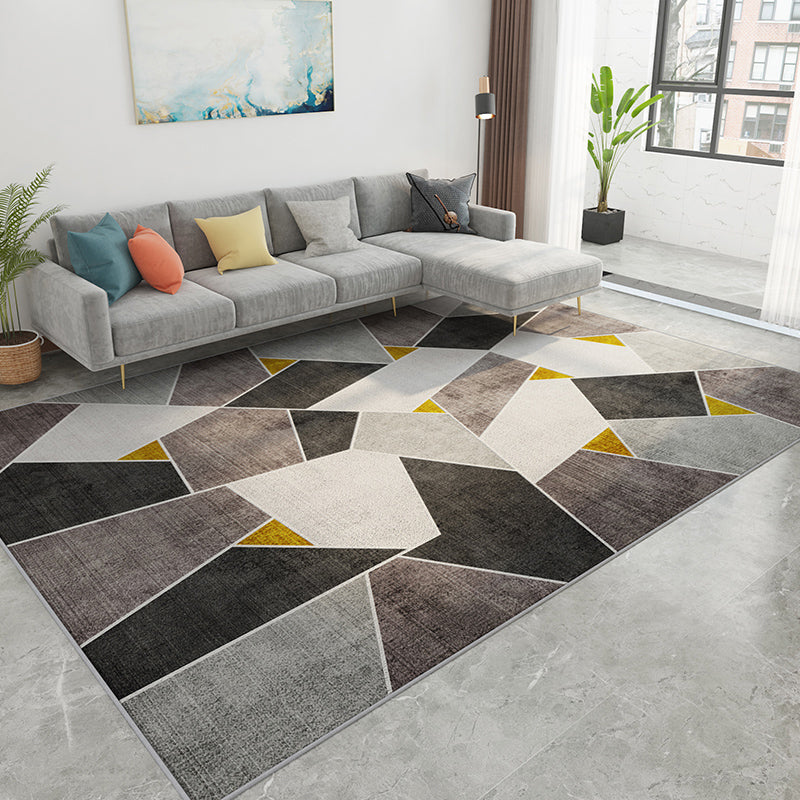 Frendorf | Mode Nordic Teppich Multi-Farben 3D Geometrisch Gedruckter Teppich Anti-Rutsch Rücken Waschbar Tierfreundlicher Teppich für Wohnzimmer