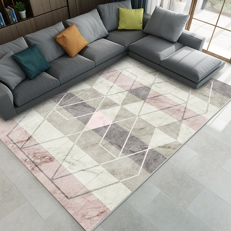 Frendorf | Mode Nordic Teppich Multi-Farben 3D Geometrisch Gedruckter Teppich Anti-Rutsch Rücken Waschbar Tierfreundlicher Teppich für Wohnzimmer