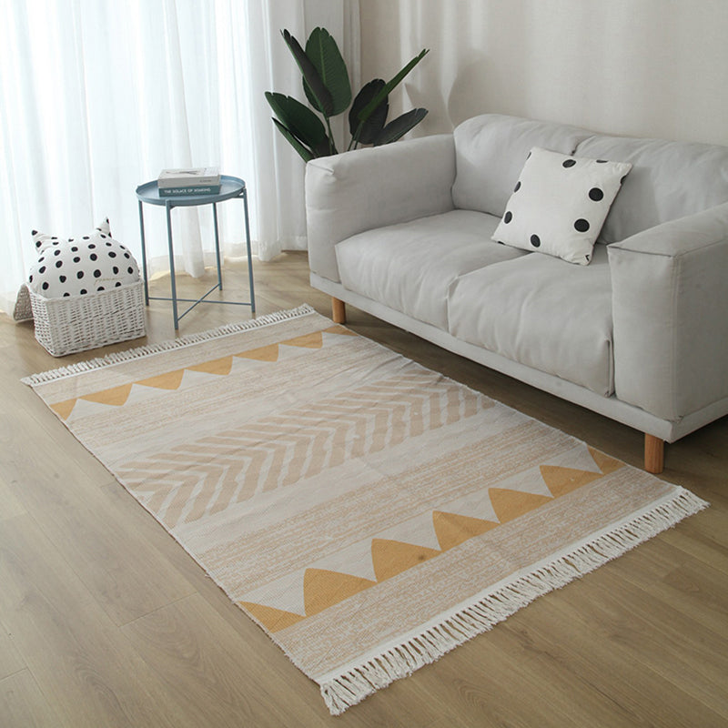 Ekletisches Wohnzimmerteppich Mehrfarbig Geometrisch Bedruckter Indoor Teppich Jute Rutschfeste Unterlage Pflegeleichter Bereichsteppich mit Quaste
