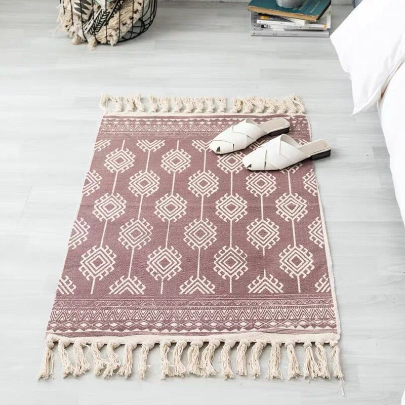 Multi Color Comfort Teppich Jute Geometrisch Gedruckter Bereichsteppich Pflegeleicht Fleckenresistenter Haustierfreundlicher Teppich mit Fransen für das Schlafzimmer