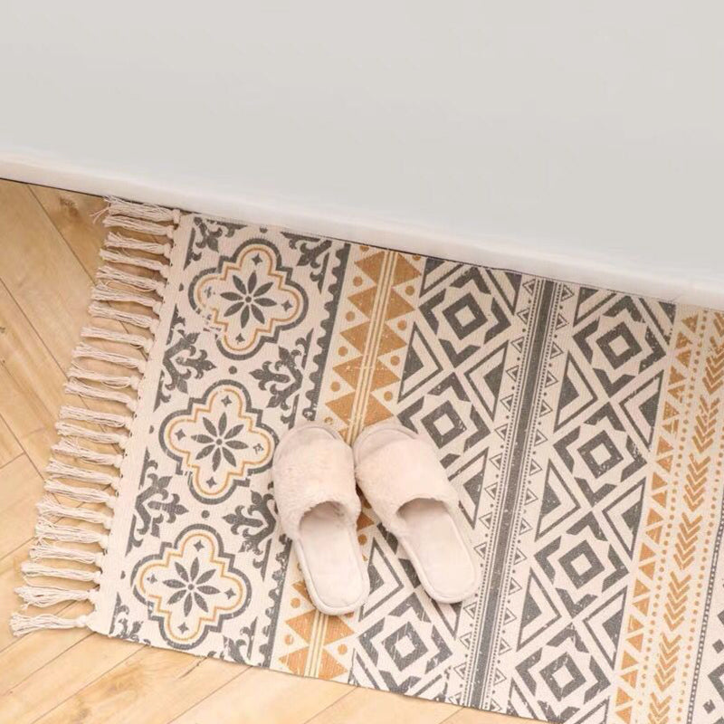 Multi Color Comfort Teppich Jute Geometrisch Gedruckter Bereichsteppich Pflegeleicht Fleckenresistenter Haustierfreundlicher Teppich mit Fransen für das Schlafzimmer