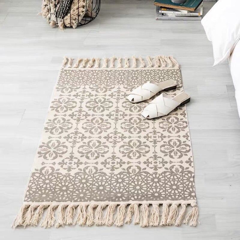 Multi Color Comfort Teppich Jute Geometrisch Gedruckter Bereichsteppich Pflegeleicht Fleckenresistenter Haustierfreundlicher Teppich mit Fransen für das Schlafzimmer