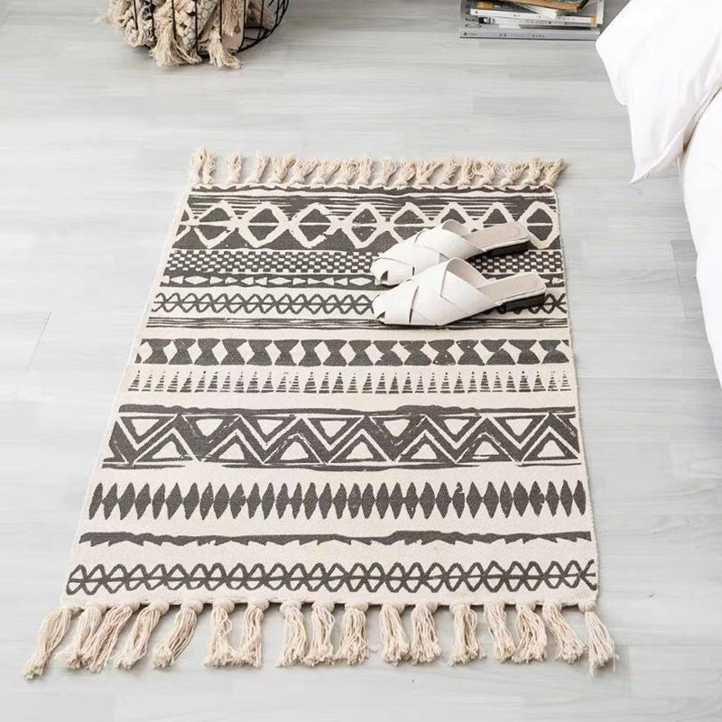 Multi Color Comfort Teppich Jute Geometrisch Gedruckter Bereichsteppich Pflegeleicht Fleckenresistenter Haustierfreundlicher Teppich mit Fransen für das Schlafzimmer