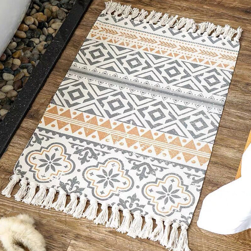 Multi Color Comfort Teppich Jute Geometrisch Gedruckter Bereichsteppich Pflegeleicht Fleckenresistenter Haustierfreundlicher Teppich mit Fransen für das Schlafzimmer