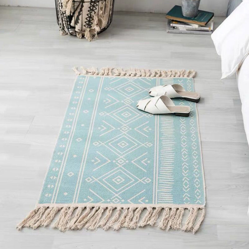 Multi Color Comfort Teppich Jute Geometrisch Gedruckter Bereichsteppich Pflegeleicht Fleckenresistenter Haustierfreundlicher Teppich mit Fransen für das Schlafzimmer