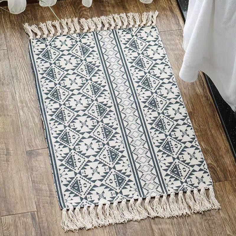 Multi Color Comfort Teppich Jute Geometrisch Gedruckter Bereichsteppich Pflegeleicht Fleckenresistenter Haustierfreundlicher Teppich mit Fransen für das Schlafzimmer