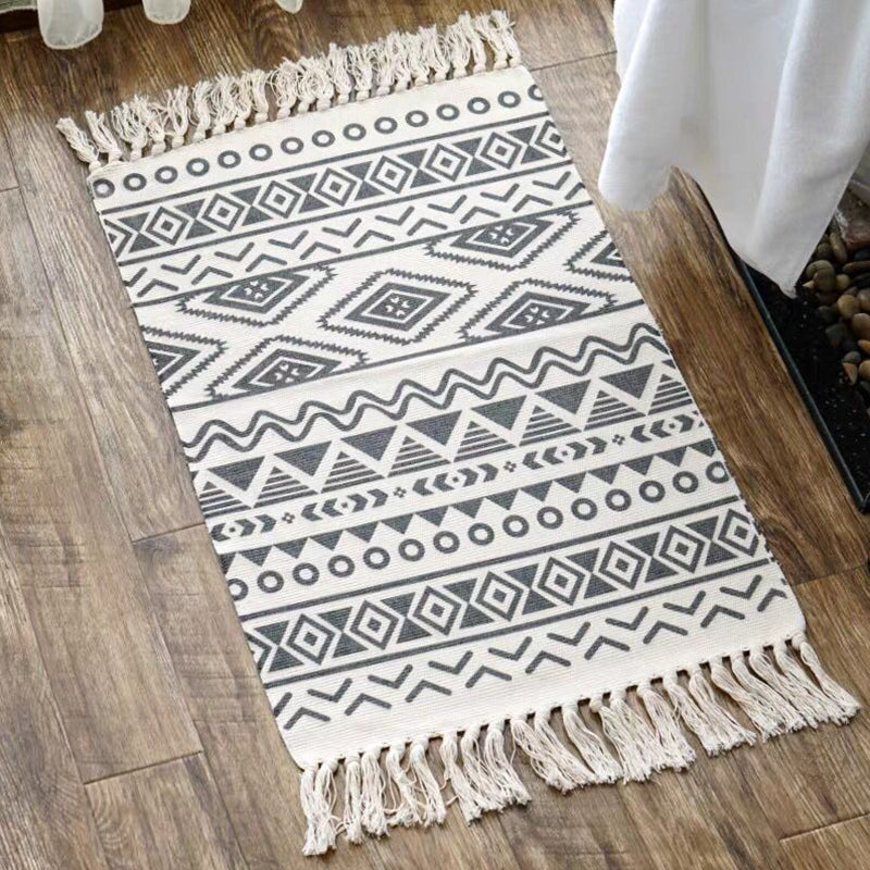 Multi Color Comfort Teppich Jute Geometrisch Gedruckter Bereichsteppich Pflegeleicht Fleckenresistenter Haustierfreundlicher Teppich mit Fransen für das Schlafzimmer