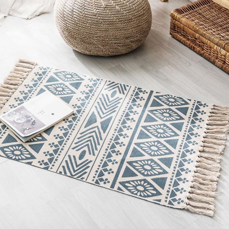 Multi Color Comfort Teppich Jute Geometrisch Gedruckter Bereichsteppich Pflegeleicht Fleckenresistenter Haustierfreundlicher Teppich mit Fransen für das Schlafzimmer