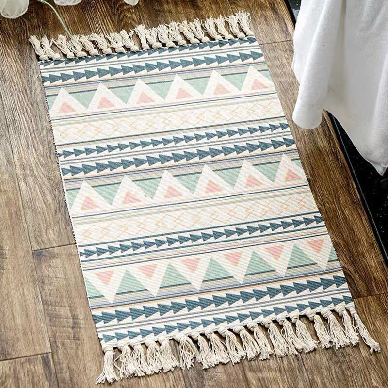 Multi Color Comfort Teppich Jute Geometrisch Gedruckter Bereichsteppich Pflegeleicht Fleckenresistenter Haustierfreundlicher Teppich mit Fransen für das Schlafzimmer