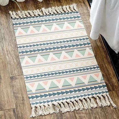 Multi Color Comfort Teppich Jute Geometrisch Gedruckter Bereichsteppich Pflegeleicht Fleckenresistenter Haustierfreundlicher Teppich mit Fransen für das Schlafzimmer