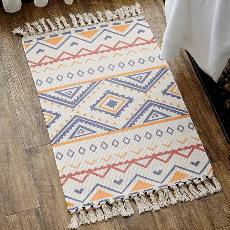 Multi Color Comfort Teppich Jute Geometrisch Gedruckter Bereichsteppich Pflegeleicht Fleckenresistenter Haustierfreundlicher Teppich mit Fransen für das Schlafzimmer