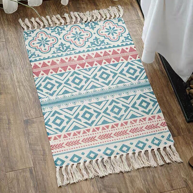 Multi Color Comfort Teppich Jute Geometrisch Gedruckter Bereichsteppich Pflegeleicht Fleckenresistenter Haustierfreundlicher Teppich mit Fransen für das Schlafzimmer