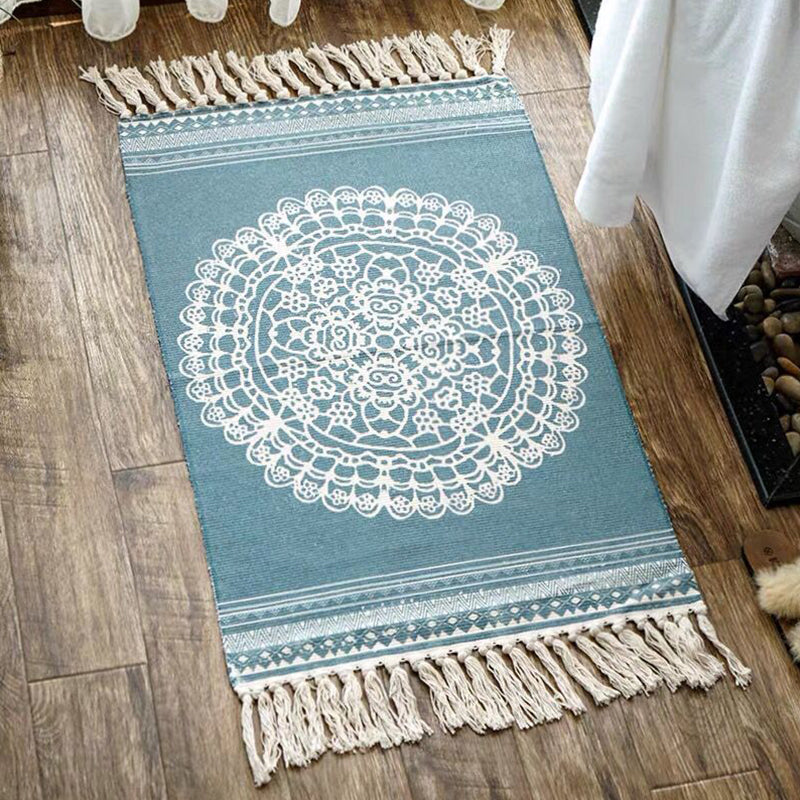 Multi Color Comfort Teppich Jute Geometrisch Gedruckter Bereichsteppich Pflegeleicht Fleckenresistenter Haustierfreundlicher Teppich mit Fransen für das Schlafzimmer