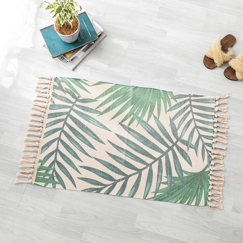 Frendorf | Bohemian Schlafzimmer Teppich Multi Farbe Geo Gedruckt Bereich Teppich Jute Haustierfreundlich Einfache Pflege Fleckenbeständiger Bodenbelag mit Quasten