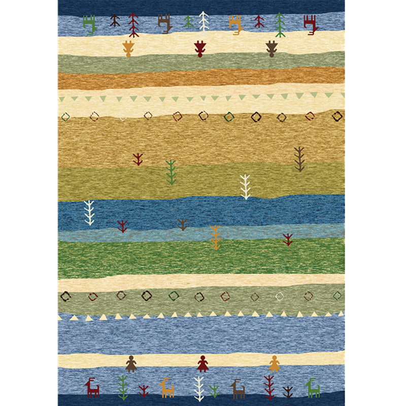 Frendorf | Boho Wohnzimmerteppich Multi-farbiges Karomuster Gedruckter Indoor Teppich Synthetisch Rutschfeste Unterlage Haustierfreundlicher Teppich