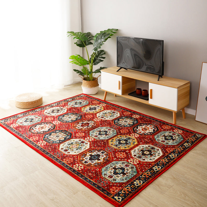 Frendorf | Boho-Chic Streifen Gedruckter Teppich Multi-Farbiger Polyester Bereich Teppich Anti-Rutsch Rückseite Haustierfreundlich Bereich Teppich für Wohnzimmer