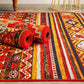 Frendorf | Boho-Chic Streifen Gedruckter Teppich Multi-Farbiger Polyester Bereich Teppich Anti-Rutsch Rückseite Haustierfreundlich Bereich Teppich für Wohnzimmer