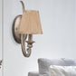 Frendorf | 1-Kop Geplooide Schaduw Wandlamp Traditionele Tan Stoffen Wandmontage Licht voor Woonkamer