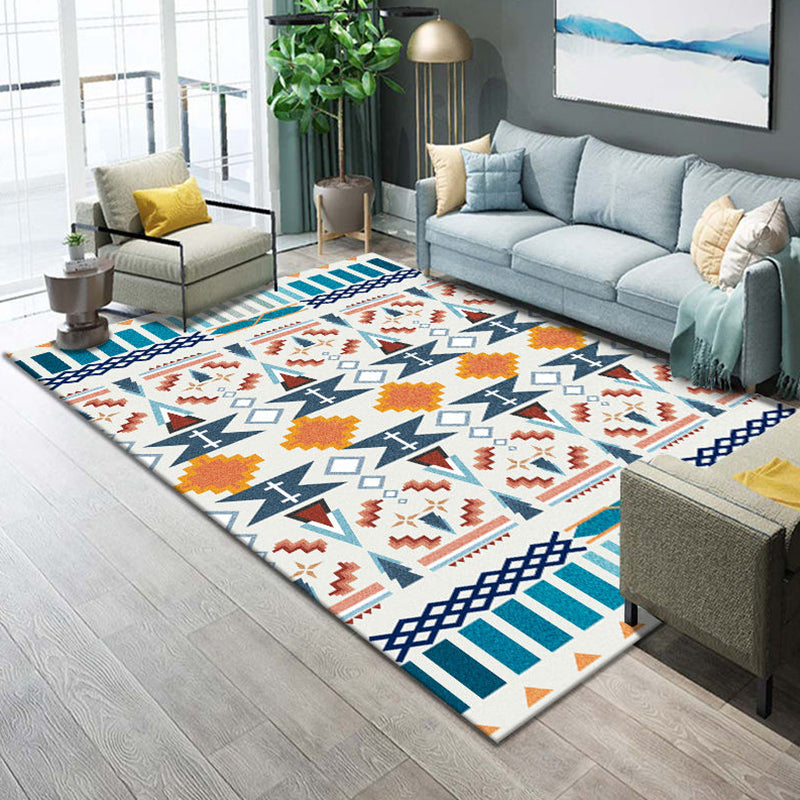 Frendorf | Funky Wohnzimmer Teppich Mehrfarbig Geometrisches Muster Bereichsteppich Synthetisch Haustierfreundlich Fleckenbeständig Waschbar Innen Teppich