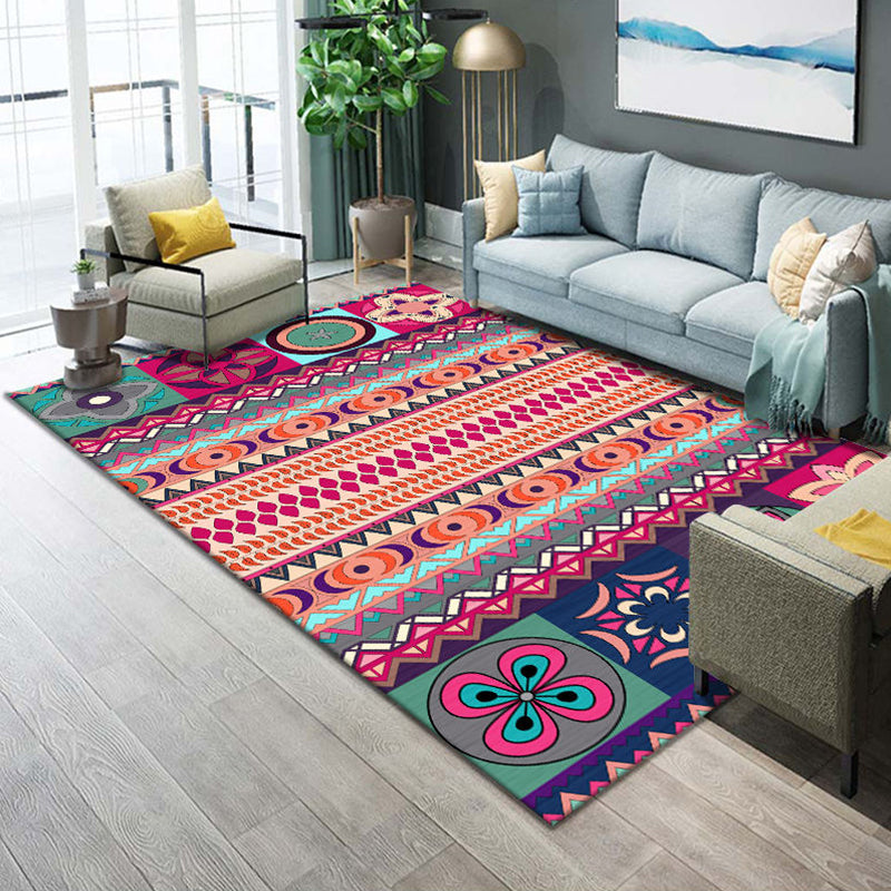 Frendorf | Funky Wohnzimmer Teppich Mehrfarbig Geometrisches Muster Bereichsteppich Synthetisch Haustierfreundlich Fleckenbeständig Waschbar Innen Teppich
