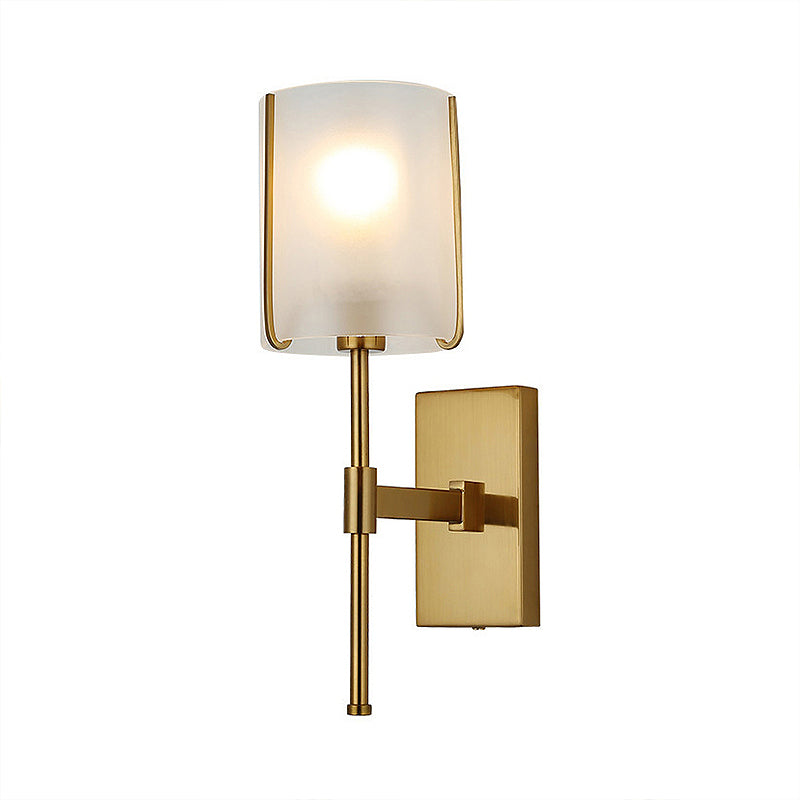 Frendorf | Stoffen Schaduw Gouden Wandlamp Cilinder Enkel Hoofd Eenvoudige Wandgemonteerde Verlichtingsarmatuur voor Woonkamer