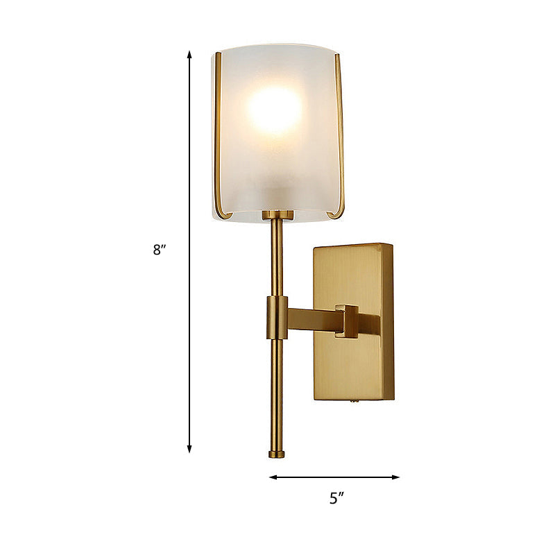 Frendorf | Stoffen Schaduw Gouden Wandlamp Cilinder Enkel Hoofd Eenvoudige Wandgemonteerde Verlichtingsarmatuur voor Woonkamer