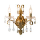 Frendorf | 1/2 Licht Metallene Wandlampe Vintage Gold Kerze Wohnzimmer Wandleuchte Beleuchtung Armatur mit Kristall Drapierung