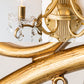 Frendorf | 1/2 Licht Metallene Wandlampe Vintage Gold Kerze Wohnzimmer Wandleuchte Beleuchtung Armatur mit Kristall Drapierung