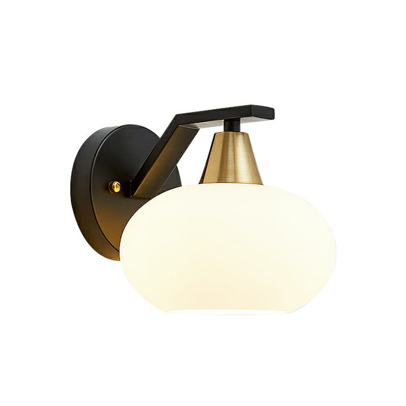 Frendorf | Ellipse Schlafzimmer Wandleuchte Minimalismus Weißes Glas Einzelne schwarze Wandlampe Beleuchtung