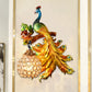 Frendorf | Pauw Slaapkamer Wandlamp Fixture Land Hars 1 Licht Groen/Goud Wandlamp met Orb Kristallen Schaduw, Links/Rechts