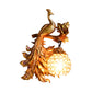 Frendorf | Pauw Slaapkamer Wandlamp Fixture Land Hars 1 Licht Groen/Goud Wandlamp met Orb Kristallen Schaduw, Links/Rechts