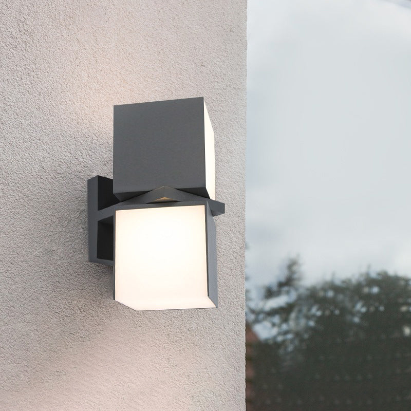 Frendorf | Draaibare Moderne Geometrische Wandlamp Plastic Tuin LED Wandlamp in Grijs