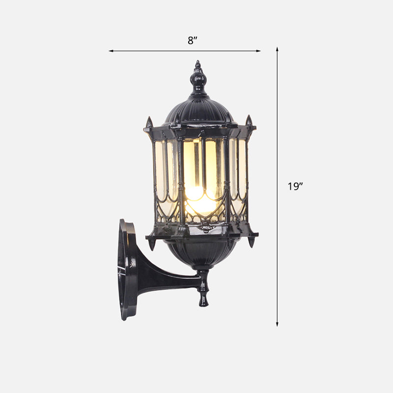 Frendorf | Klarer Glaszylinderlaterne Wandleuchte Retro 1 Glühbirne Patio Wandmontierte Lichtvorrichtung