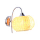 Frendorf | Rieten Ronde Trommel Wandlamp Moderne Stijl 1 Licht Chrome Afwerking Wandlamp met Metalen Gebogen Arm