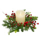 Frendorf | Berried Foliage Kerzenring 11 cm Festliche Grünkranz für Tischdeko, Feiertagsmittelpunkte, Rustikale Weihnachtsakzente, Künstlicher Beeren- und Blätterring für Teelichter und Stumpenkerzen