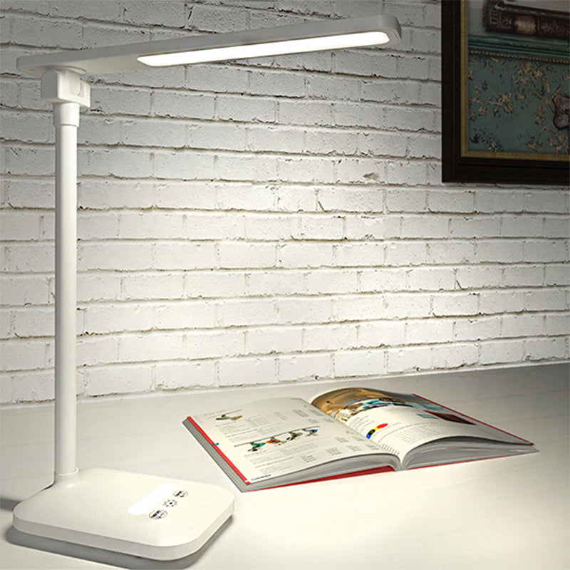 Moderne einfache rechteckige Schreibtischlampe zum Lesen Plastik LED 5W Nachttischbeleuchtung in Weiß, USB/Stecker