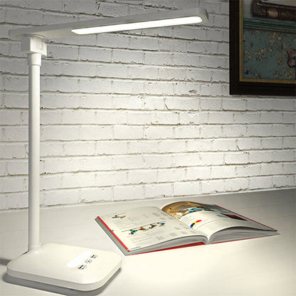 Moderne einfache rechteckige Schreibtischlampe zum Lesen Plastik LED 5W Nachttischbeleuchtung in Weiß, USB/Stecker