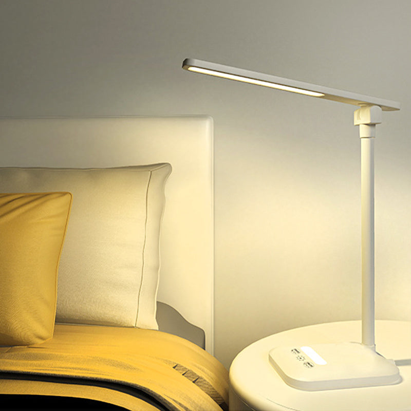 Moderne einfache rechteckige Schreibtischlampe zum Lesen Plastik LED 5W Nachttischbeleuchtung in Weiß, USB/Stecker