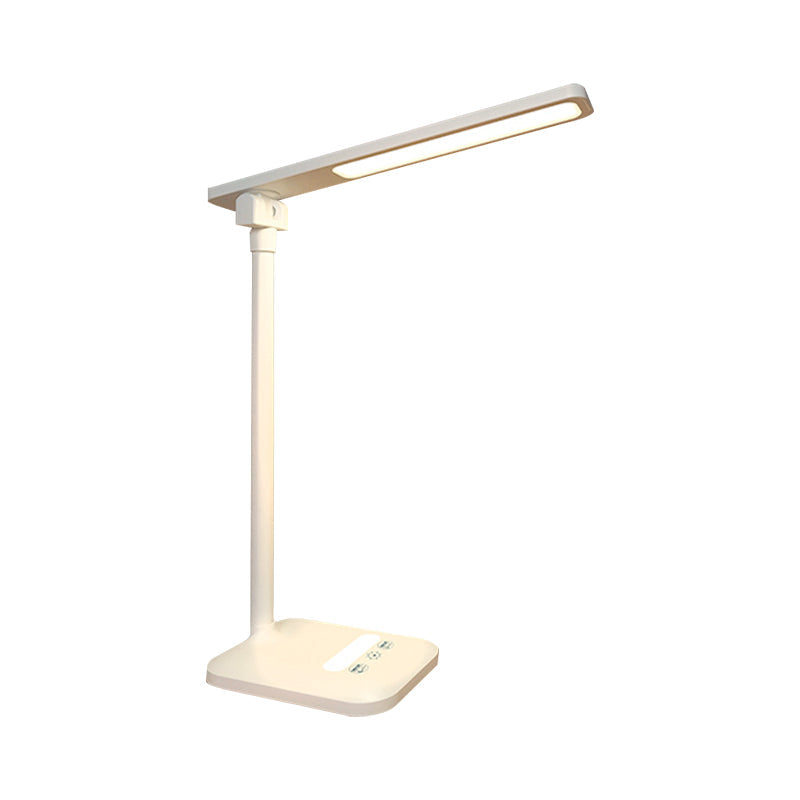 Moderne einfache rechteckige Schreibtischlampe zum Lesen Plastik LED 5W Nachttischbeleuchtung in Weiß, USB/Stecker