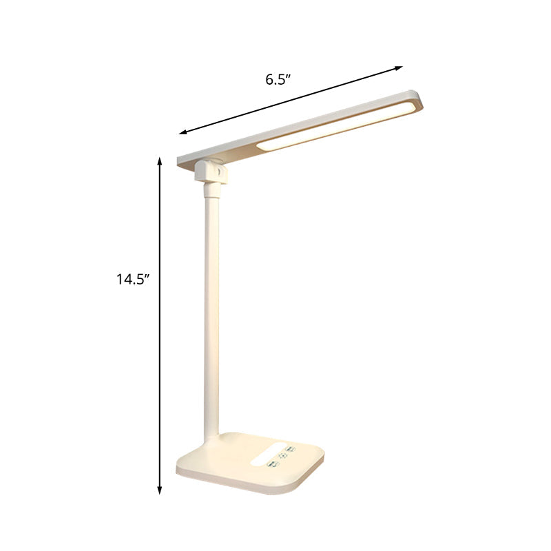 Moderne einfache rechteckige Schreibtischlampe zum Lesen Plastik LED 5W Nachttischbeleuchtung in Weiß, USB/Stecker