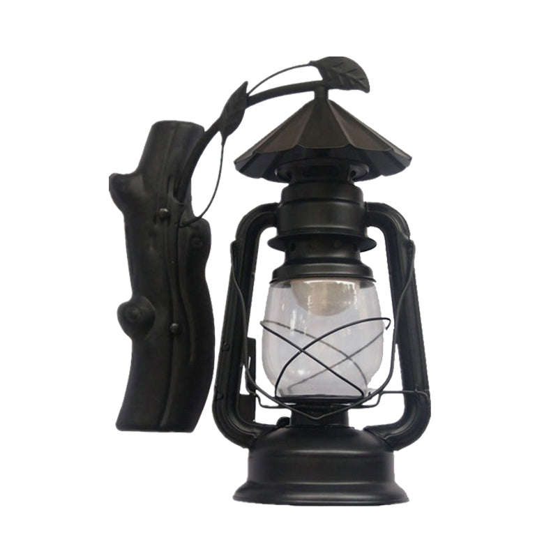 Frendorf | Schwarz/Bronze/Kupfer Kerosene Wandbeleuchtung Küstliches Klarglas 1 Licht Außen Wandleuchten Leuchte