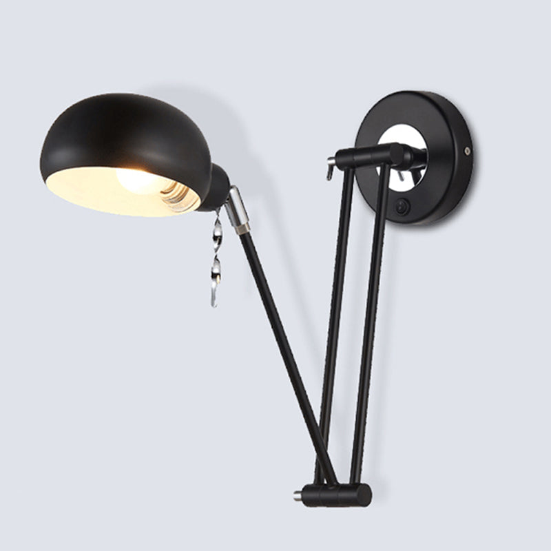 Frendorf | Bowl Wohnzimmer Wandleuchte mit Schwenkarm Industrie Retro Metallic 1 Licht Schwarz Lesewandlicht