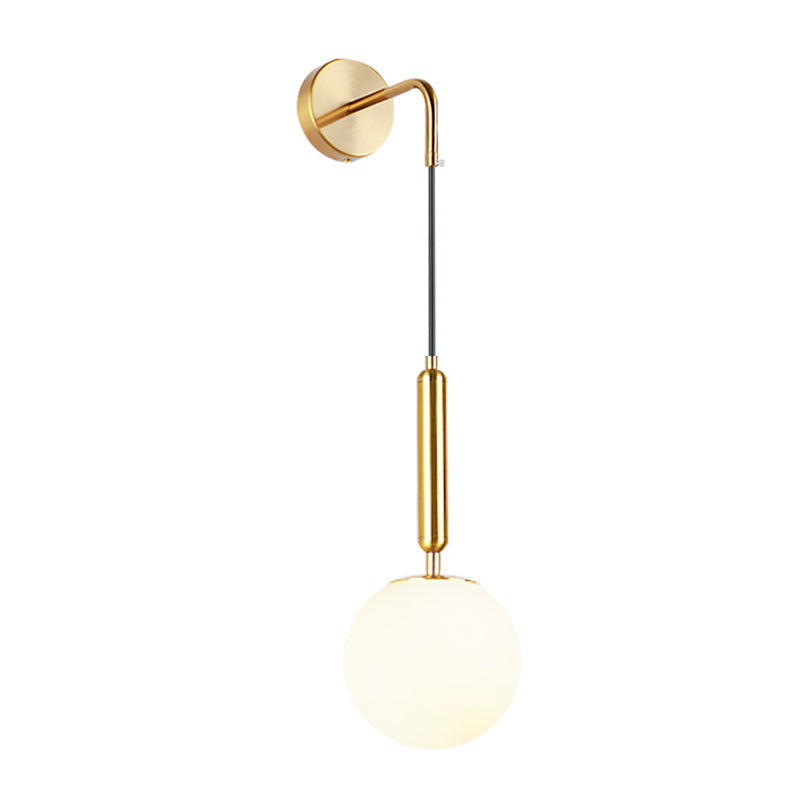 Frendorf | Opal Glas Sferische Wandlamp Fixture Simpliciteit 1 Bulb Wandlamp Sconces voor Slaapkamer