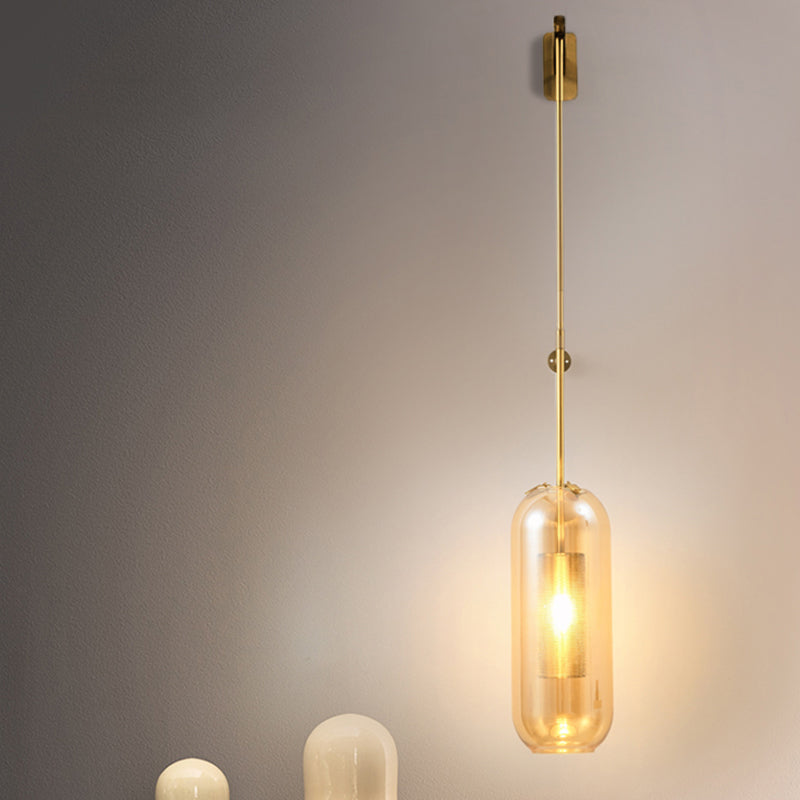 Frendorf | Pill Kapsel Glas Wandlamp Post-Modern 1 Hoofd Messing Wandlamp Lichtarmatuur met Gaasbeveiliging