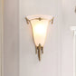 Frendorf | Kegel Wandlamp Traditioneel Wit Glas 1 Kop Messing Wandlamp Verlichting voor Woonkamer, 10"/13" Breed
