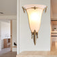 Frendorf | Kegel Wandlamp Traditioneel Wit Glas 1 Kop Messing Wandlamp Verlichting voor Woonkamer, 10"/13" Breed