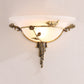 Frendorf | 1 Glühbirne Breite Flare Wandlampe Tradition Weiß/Gelbes Glas Wandleuchte mit Blumen-Deko nach Links/Rechts
