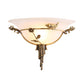 Frendorf | 1 Glühbirne Breite Flare Wandlampe Tradition Weiß/Gelbes Glas Wandleuchte mit Blumen-Deko nach Links/Rechts