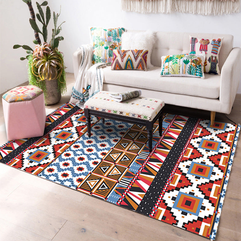 Multi-Color Geo Print Teppich Polyester Western Innen Teppich Rutschfeste Rückseite Fleckenresistenter Bereich Teppich für Wohnzimmer