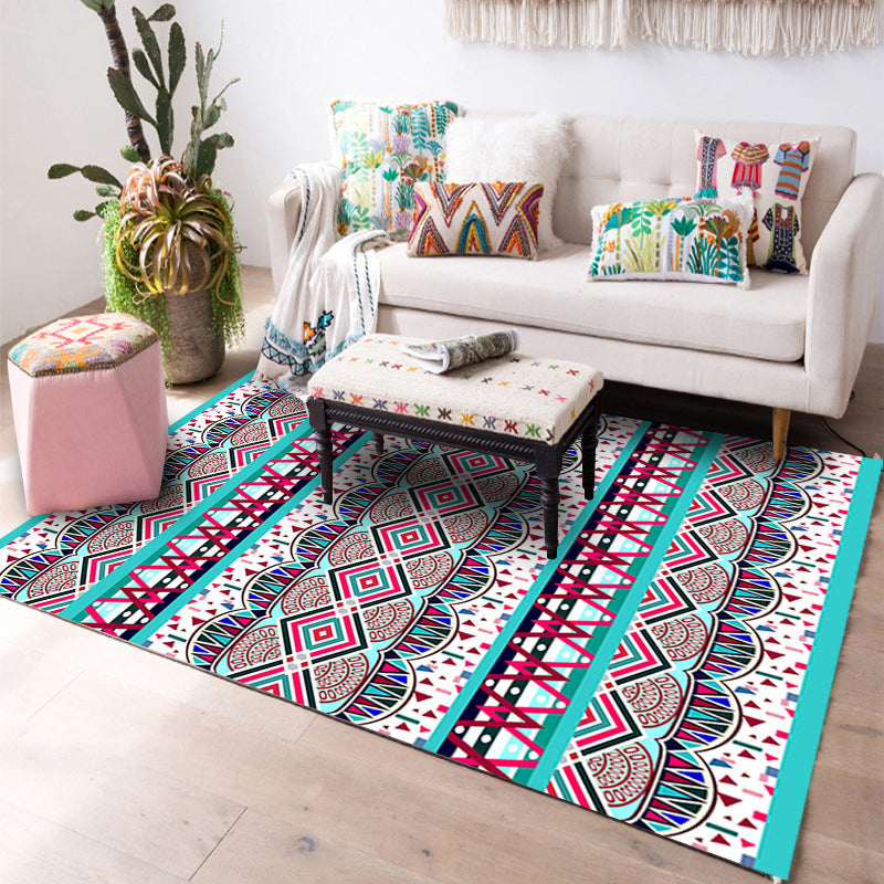 Multi-Color Geo Print Teppich Polyester Western Innen Teppich Rutschfeste Rückseite Fleckenresistenter Bereich Teppich für Wohnzimmer